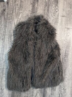 Plush Dark Charcoal Faux Fur Vest